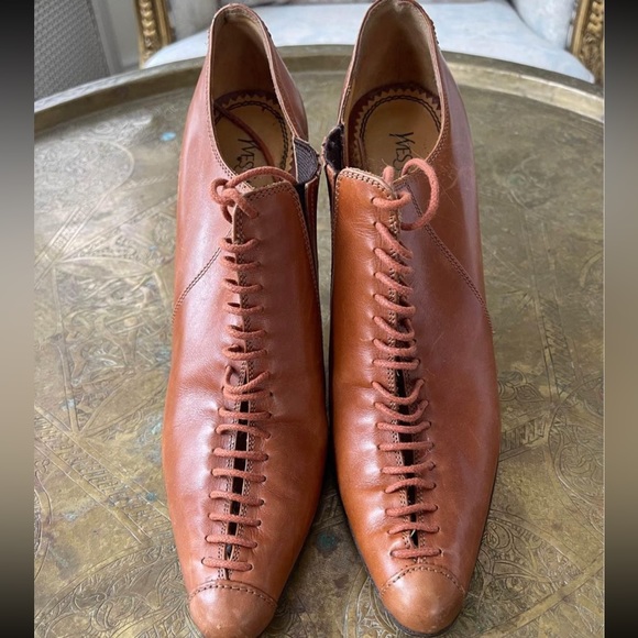 YSL lace up leather high heel bootie - Picture 1 of 6